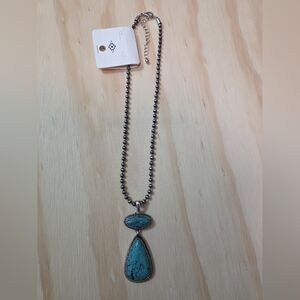 Turquoise Teardrop Pendant Necklace Southwestern Western Boho Jewelry NWT